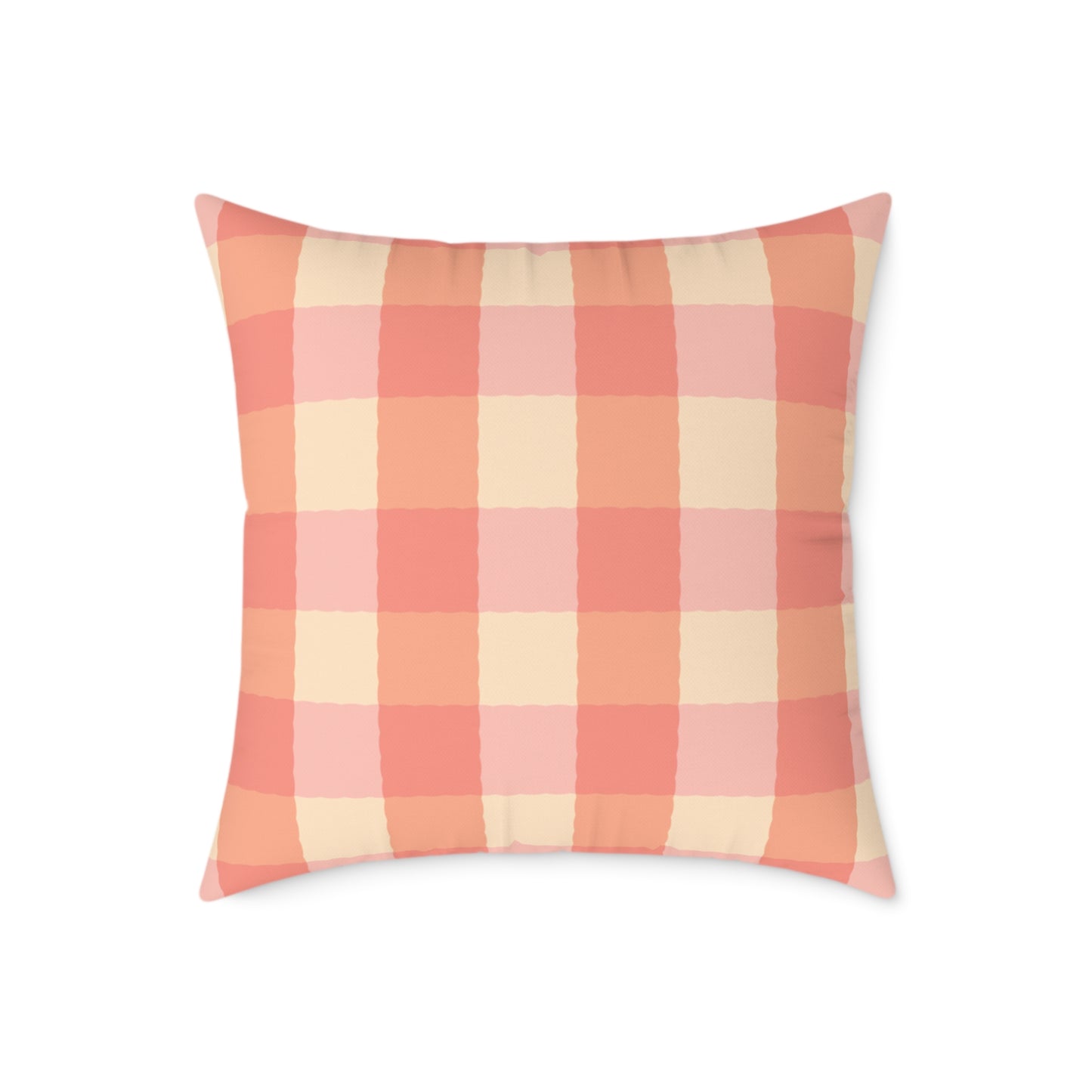 Joyful Gingham Pillow – Coral Pink Checkered Cushion for Cozy, Collected Homes  Layer with Heirloom Plum, Stillwater Check, or any of our art pillows for a warm, welcoming touch. Charming Checkered Throw Pillow, Cozy Home Decor