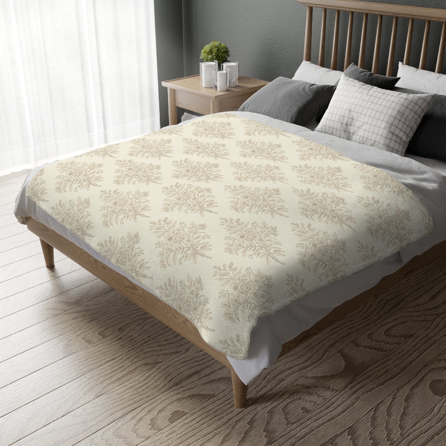 Heirloom Botanical Throw Blanket | Soft Neutral Floral