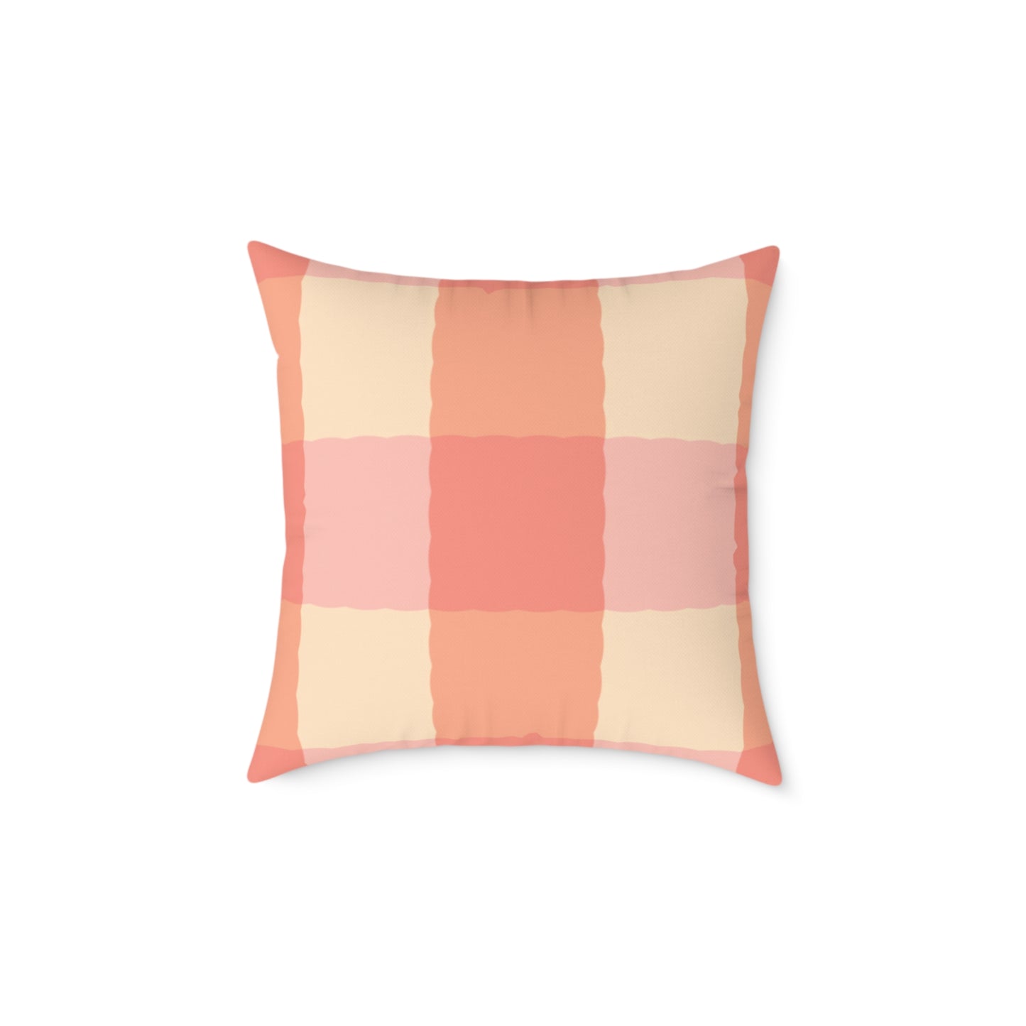 Joyful Gingham Pillow – Coral Pink Checkered Cushion for Cozy, Collected Homes  Layer with Heirloom Plum, Stillwater Check, or any of our art pillows for a warm, welcoming touch. Chic Checkered Pillow
