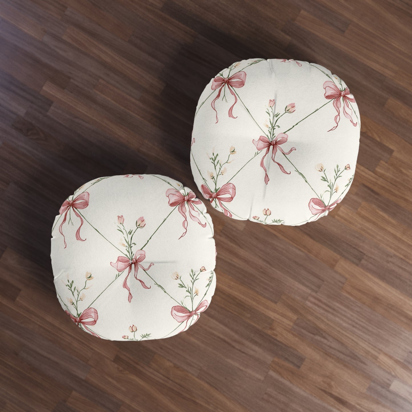 Bow Garden 30" Round Floor Pillow – Oversized Cotton Floor Cushion for Nurseries & Family Rooms