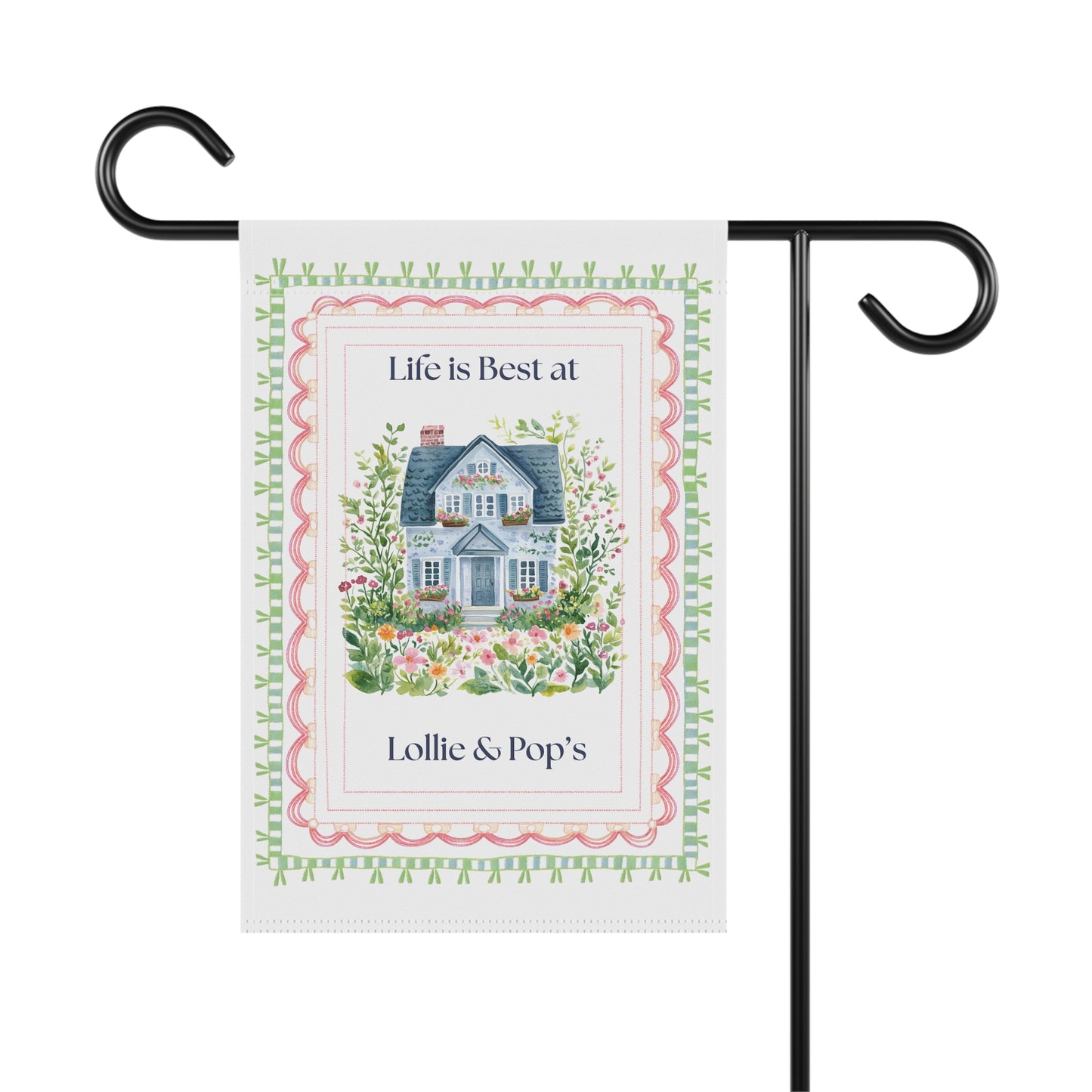 Personalized Garden Flag — "Life is Best at" Cottage Yard Banner