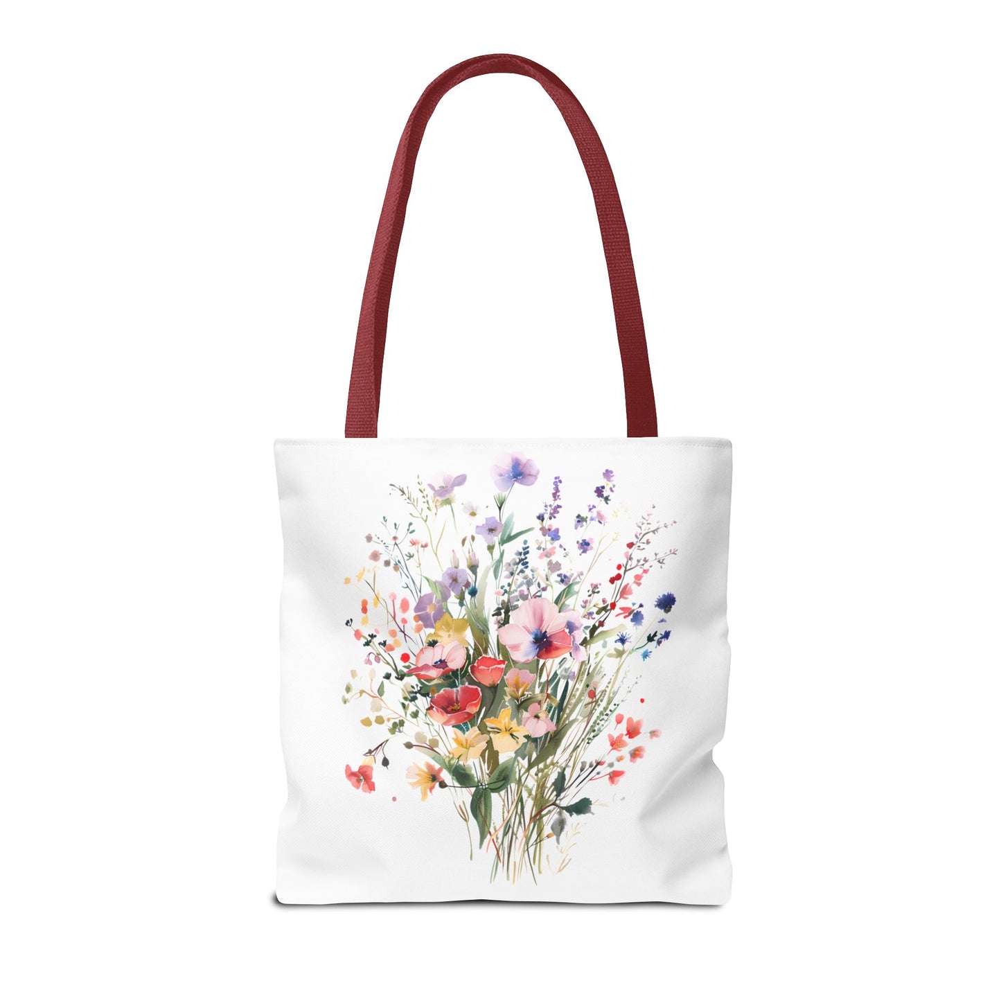 Floral Bouquet Tote Bag — Watercolor Wildflower Print, Lightweight Everyday Carry