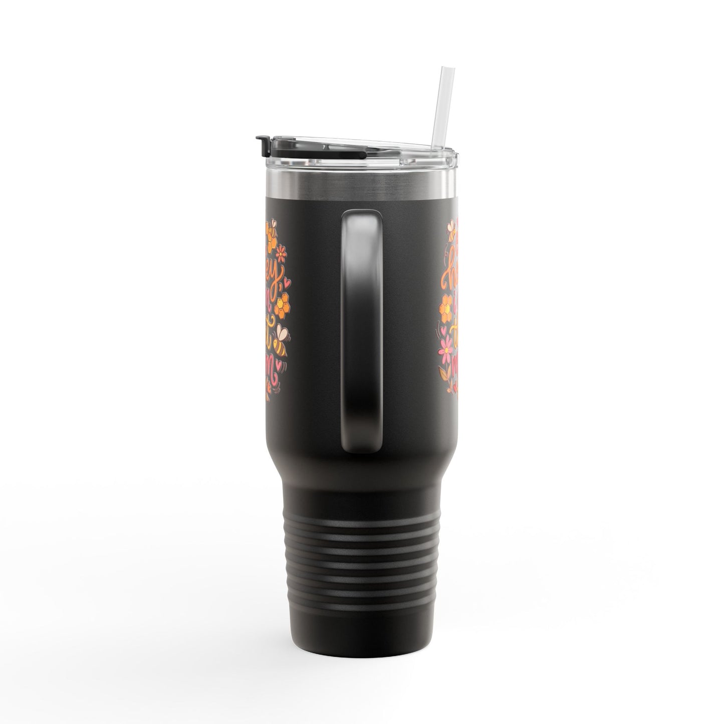 40oz Insulated Travel Mug — "Oh Honey I Am That Mom" Floral Stainless Tumbler