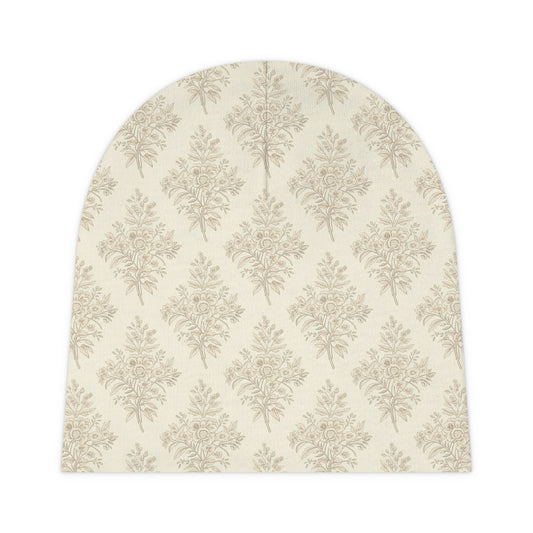Heirloom Botanical Baby Beanie | Soft Neutral Floral