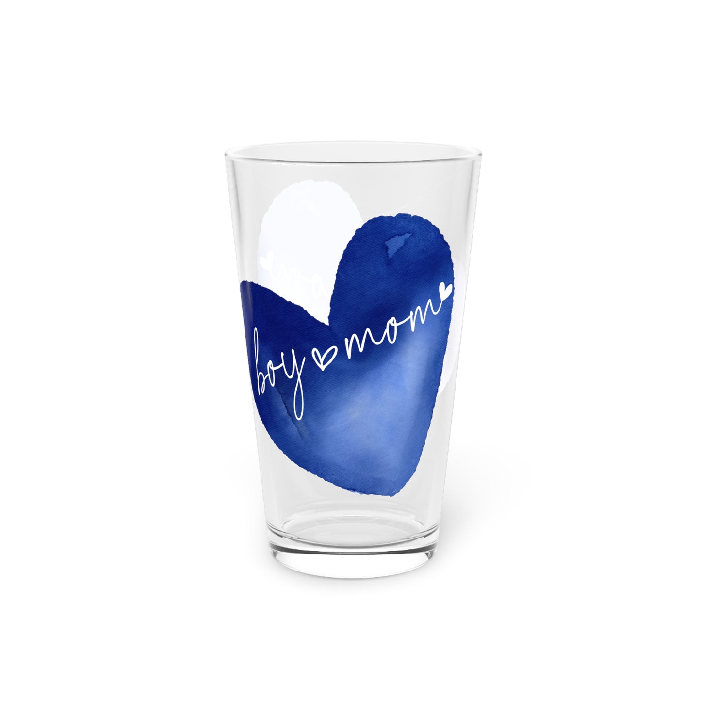 Blue Heart "Boy Mom" Pint Glass — 16oz  Glass Gift for New Moms & Baby Showers