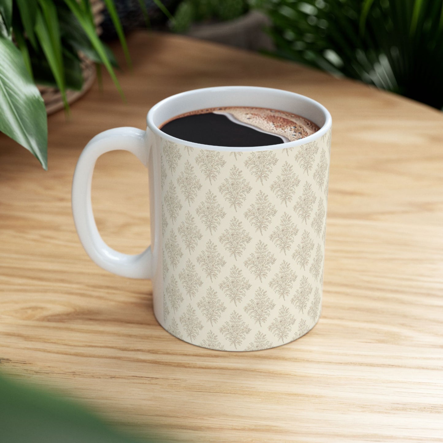 Heirloom Botanical Mug | Soft Neutral Floral Coffee Cup