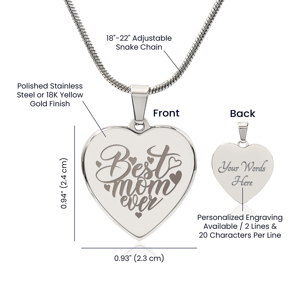 "Best Mom Ever" heart charm necklace