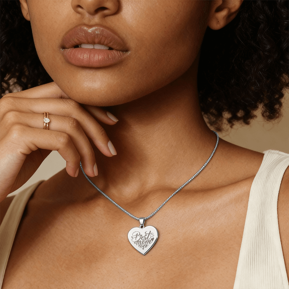 "Best Mom Ever" heart charm necklace